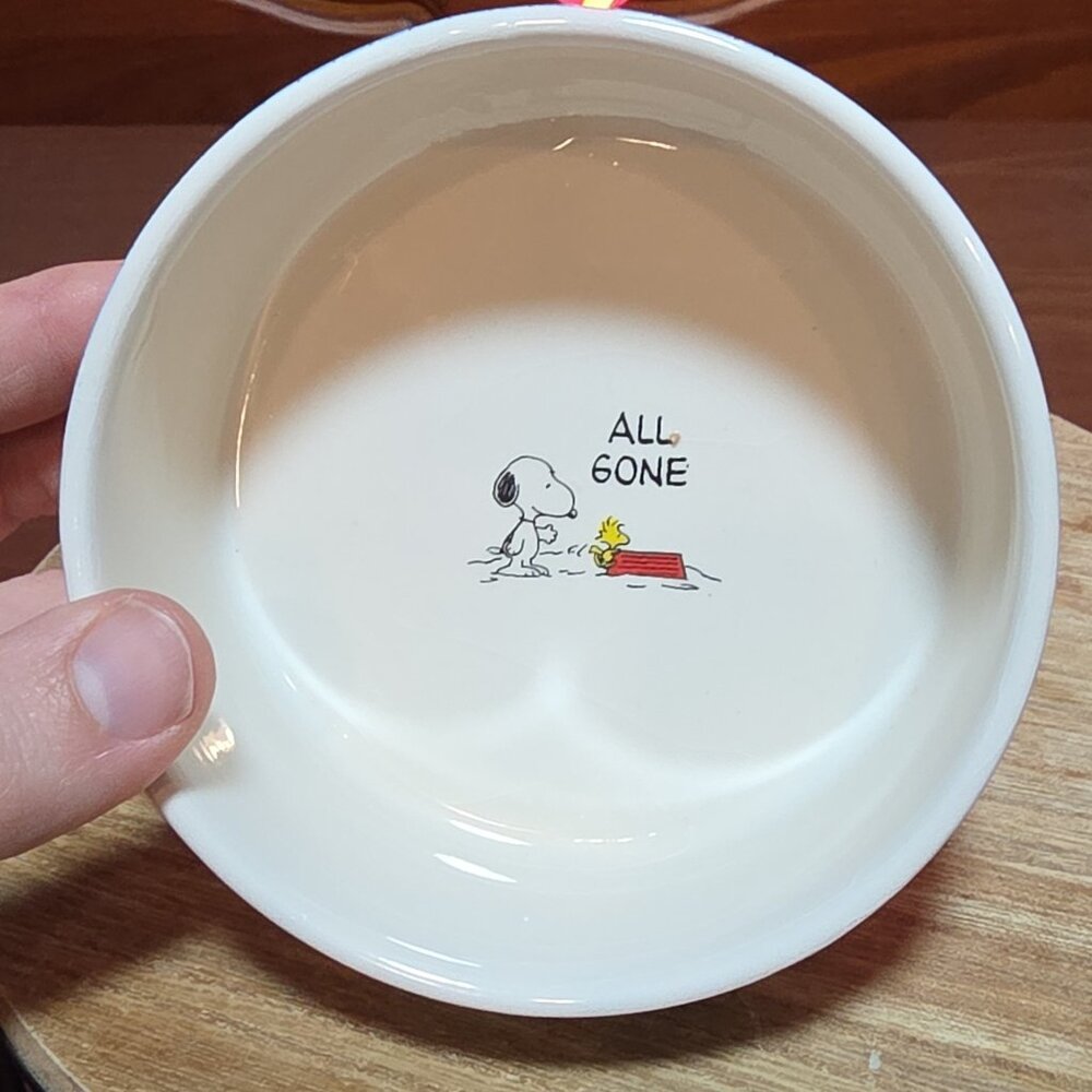 Gibson Peanuts Snoopy Woodstock Dolomite Pet Bowl PS ALL GONE White Blue Red - Picture 2 of 5